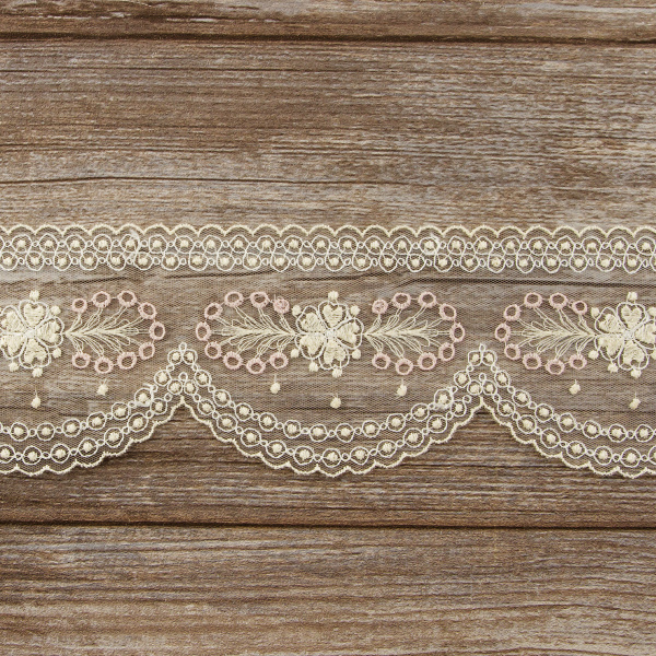 Кружево-вышивка на тюле, 55 мм. Арт 41912/03