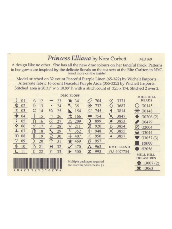 Схема для вышивания MIRABILIA "Принцесса Элиана". Арт MD169