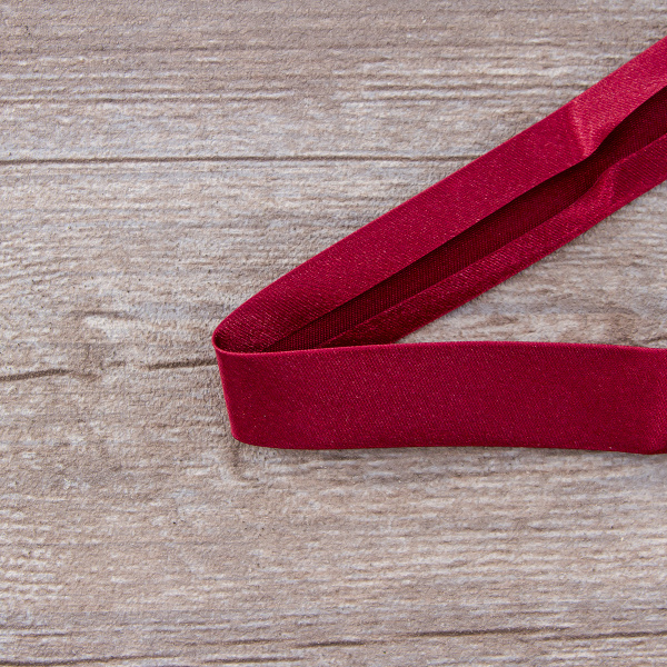 Косая бейка атласная  на блистере SAFISA, 20 мм, 2,5 м, цвет 30, бордо. Арт P06260-20мм-30          