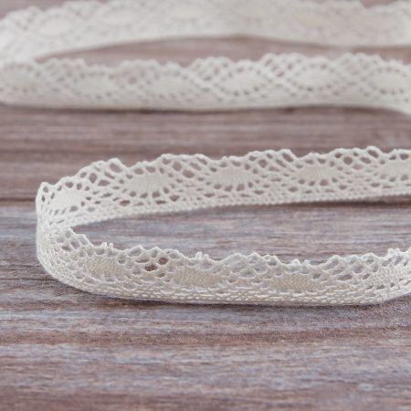Мерсеризованное хлопковое кружево, 16 мм, шампань. Арт 2106/72