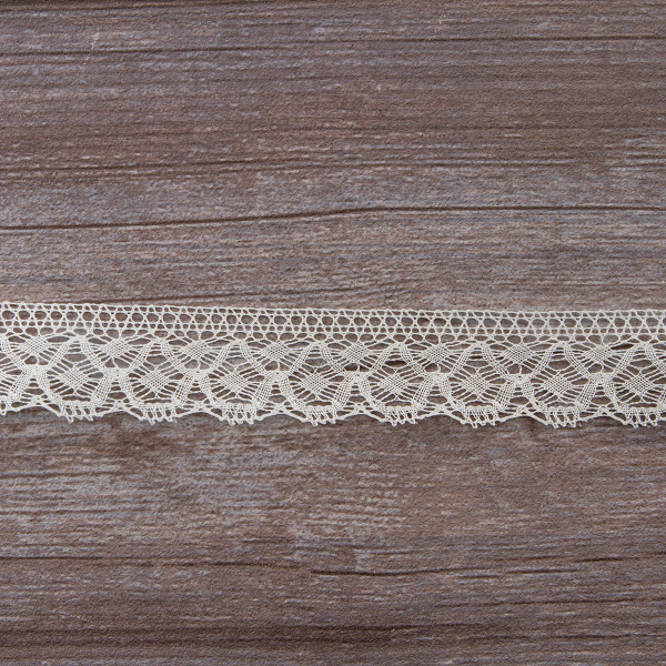 Мерсеризованное хлопковое кружево, 30 мм, цвет шампань. Арт 2025/72