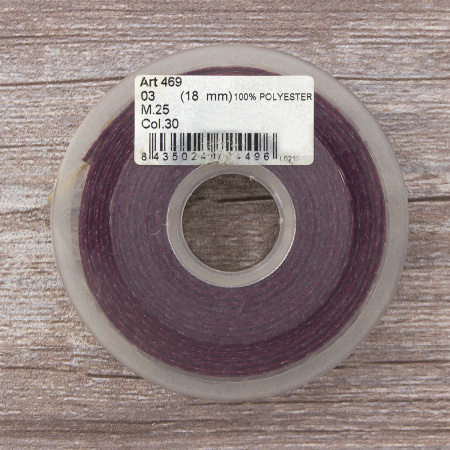 Лента с рисунком клетка SAFISA, 16(18) мм, 25 м, цвет 30, бордо. Арт 469-16мм-30             