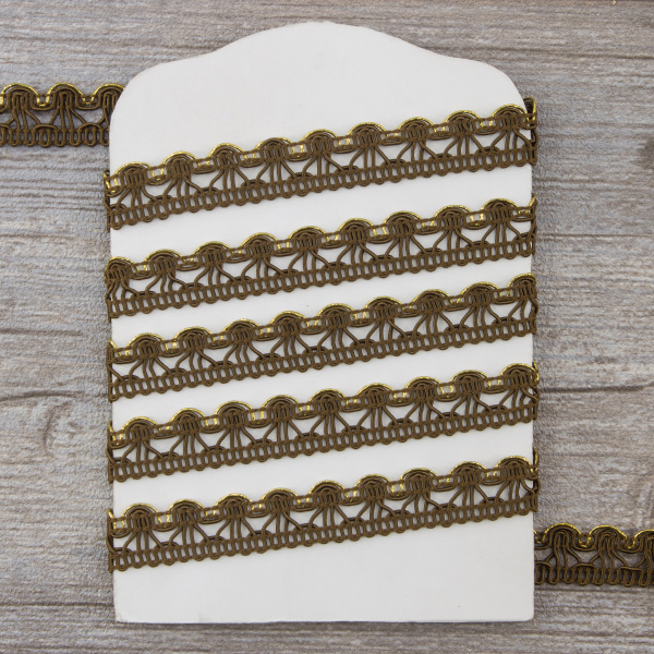 Тесьма PEGA тип отделочная, цвет коричневый с золотом, 15 мм. Арт 844153415DB005          