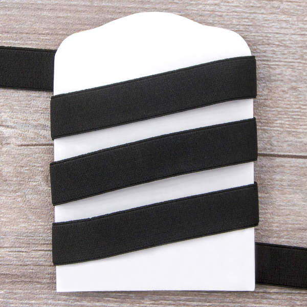 Резинка на блистере SAFISA 20 мм, 1,5 м, цвет 01, черный. Арт P04750-20мм-01          