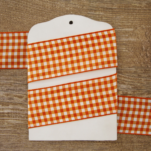 Лента с рисунком клетка SAFISA, 40 мм, 25 м, цвет 61, оранжевый. Арт 469-40мм-61             