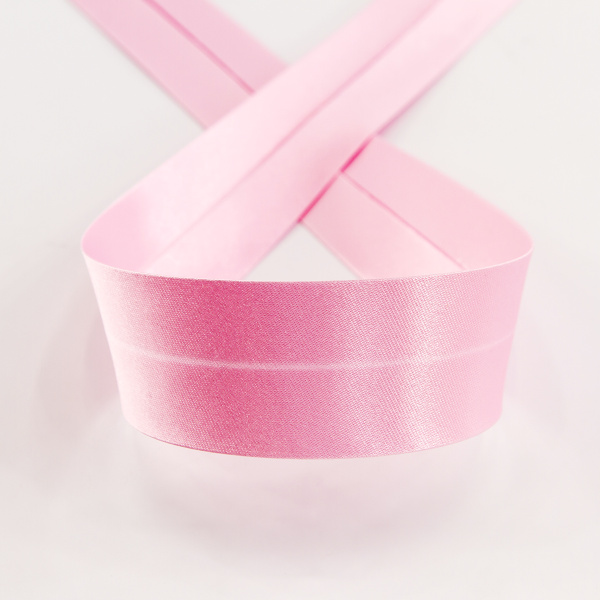 Косая бейка атласная 30 мм, 25 м, цвет 05, розовый. Арт 6260-30мм-05            