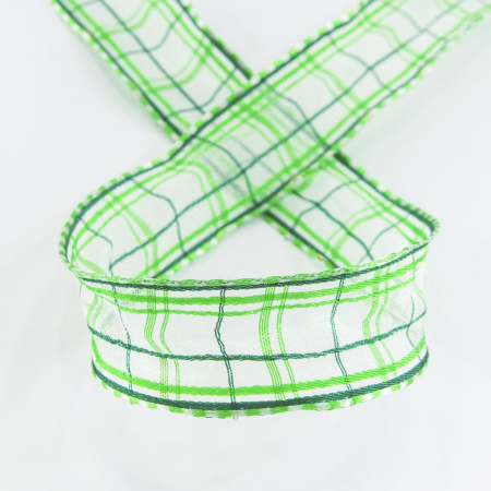 Лента органза с рисунком с проволокой по краю SAFISA, 25 мм, 15 м, цвет 62. Арт 25308-25мм-62