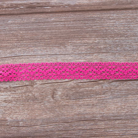 Мерсеризованное хлопковое кружево, 20 мм, цвет ярко-розовый. Арт 3037/3L                 