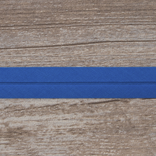 Косая бейка хлопок/полиэстер 20 мм, 25 м, цвет 126, васильковый. Арт 6120-20мм-126           