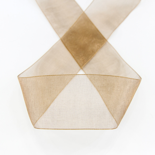 Лента органза SAFISA 39 мм, 25 м, цвет 88, светло-коричневый. Арт 520-39мм-88             