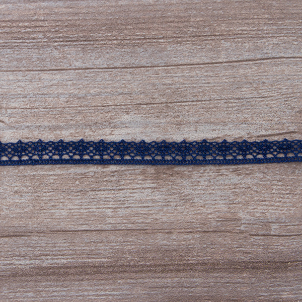 Мерсеризованное хлопковое кружево, 12 мм, цвет синий. Арт 3267/10                 