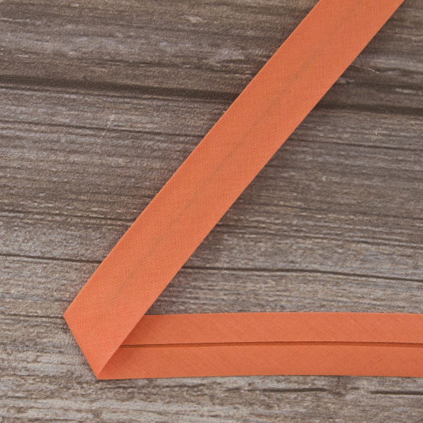 Косая бейка хлопок/полиэстер 20 мм, 25 м, цвет 122, кораловый темный. Арт 6120-20мм-122           