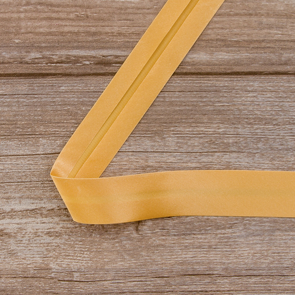 Косая бейка атласная 30 мм, 25 м, цвет 54, бежево-золотистый. Арт 6260-30мм-54            