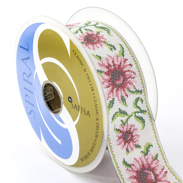 Лента жаккард SAFISA, 50 мм, 15 м, цвет 02. Арт 9128-50мм-02            