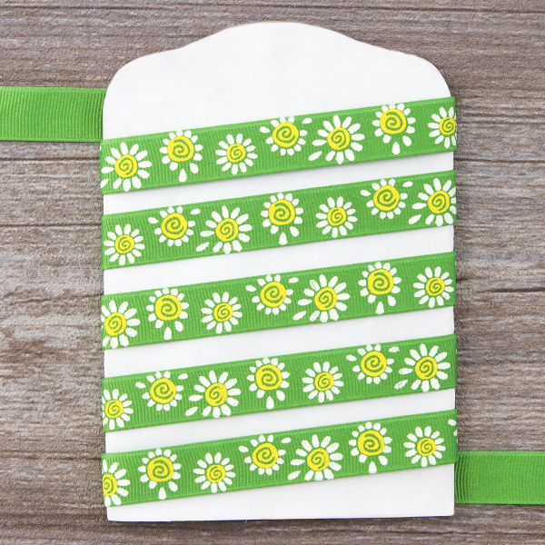 Лента репсовая SAFISA с напечатаным рисунком, 100% полиэстер, 15 мм, 15 м, цвет 62, зеленый. Арт 25305-15мм-62