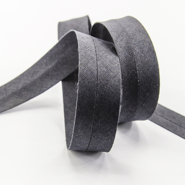 Косая бейка хлопок/полиэстер, 18 мм, 25 м, цвет 91, мокрый асфальт. Арт 6120-18мм-91