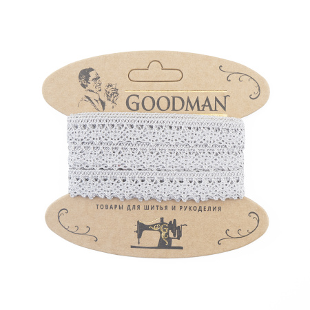 Кружево плетеное, 10 мм, цвет серый, 100% хлопок, 5 м. Арт K-5001-31