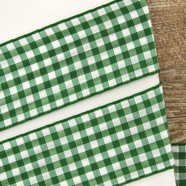 Лента с рисунком клетка SAFISA, 40 мм, 25 м, цвет 25, зеленый. Арт 469-40мм-25             