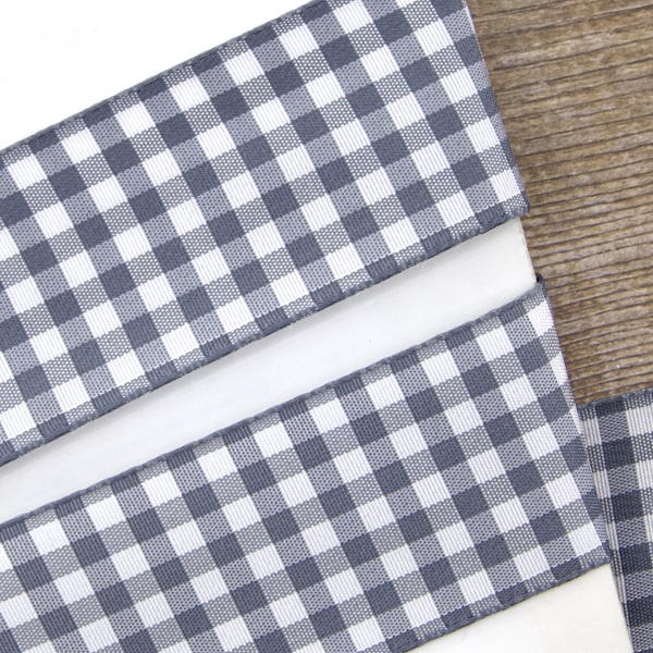 Лента с рисунком клетка SAFISA, 40 мм, 25 м, цвет 68, серый. Арт 469-40мм-68             