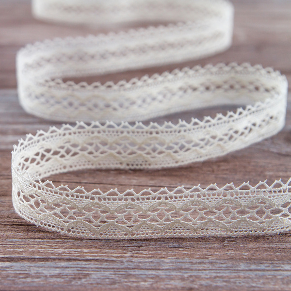 Мерсеризованное хлопковое кружево, 20 мм, цвет шампань. Арт 1579/72