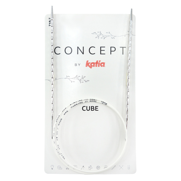 Спицы металлические круговые супергладкие c квадратным кончиком CONCEPT BY KATIA Cube №3,75, 100 см. Арт 718-7/3.75-100