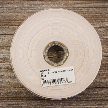 Косая бейка хлопок, 20 мм, 25 м, цвет 52, цвет дымчачая роза. Арт 6600-20мм-52