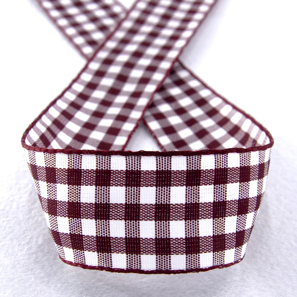 Лента с рисунком клетка SAFISA, 25 мм, 25 м, цвет 30, бордо. Арт 469-25мм-30             