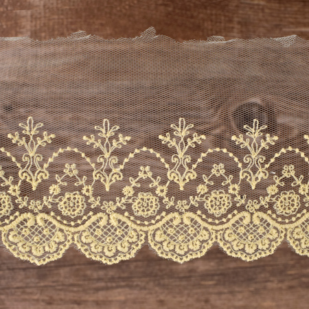 Вышивка на тюле, 85 мм, цвет натуральный. Арт I639/58