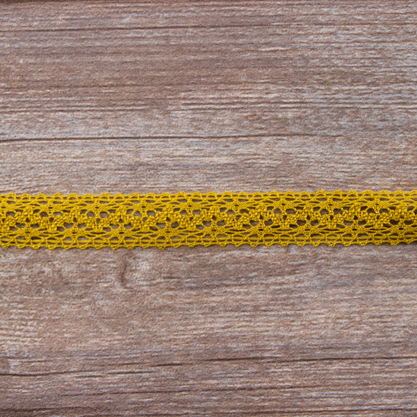 Мерсеризованное хлопковое кружево, 20 мм, цвет горчичный. Арт 3037/62                 