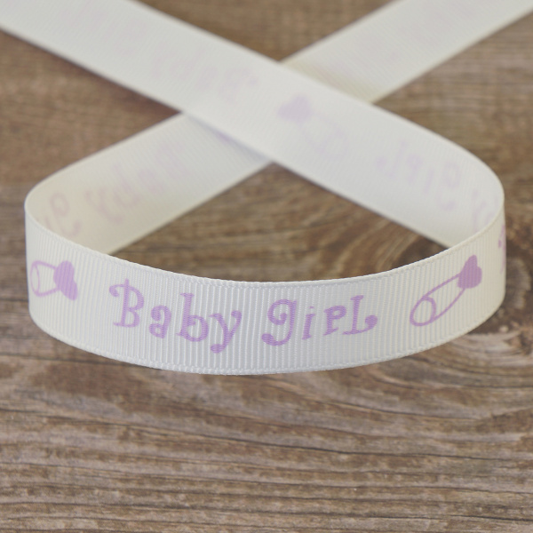 Лента репсовая на картонной катушке "Baby girl". Арт VR15.374