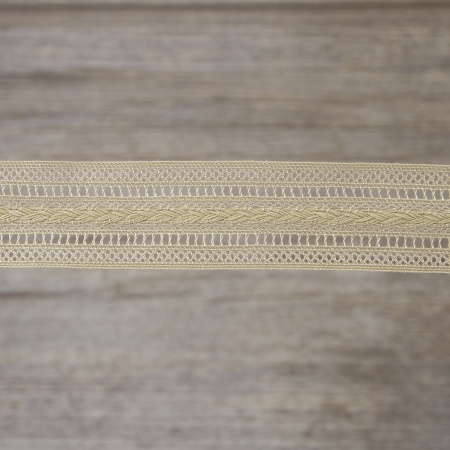Мерсеризованное хлопковое кружево, 26 мм, цвет бежевый. Арт 2178/27