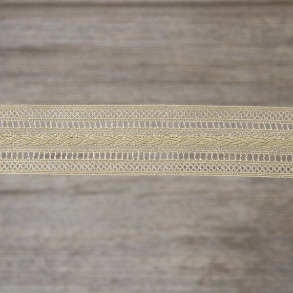 Мерсеризованное хлопковое кружево, 26 мм, цвет бежевый. Арт 2178/27