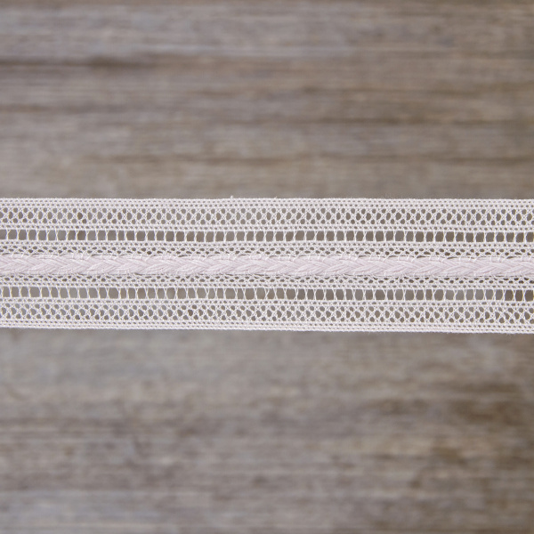 Мерсеризованное хлопковое кружево, 26 мм, цвет розовый. Арт 2178/06