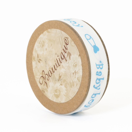 Лента репсовая на картонной катушке "Baby boy". Арт VR15.375