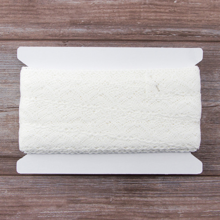 Мерсеризованное хлопковое кружево, 39 мм, белый. Арт 2144/01