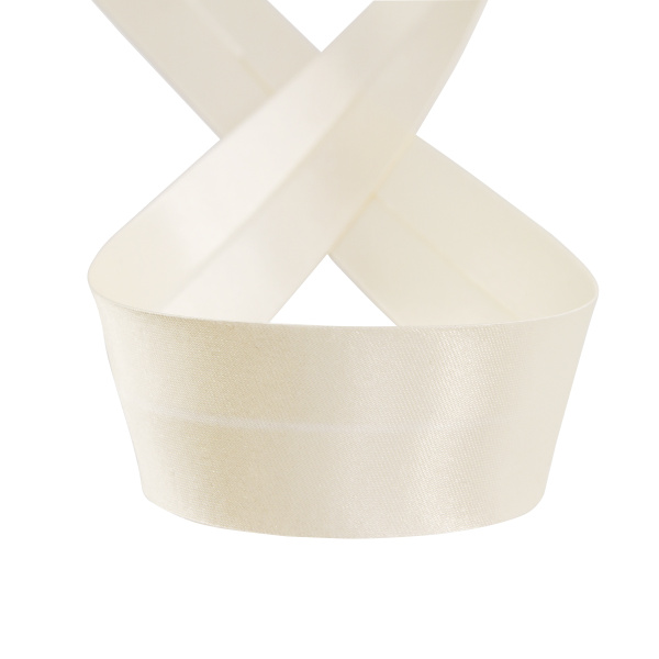 Косая бейка атласная 30 мм, 25 м, цвет 56, кремовый. Арт 6260-30мм-56            