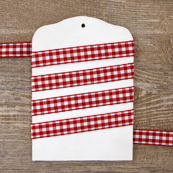 Лента с рисунком клетка SAFISA, 16(18) мм, 25 м, цвет 14, красный. Арт 469-16мм-14             