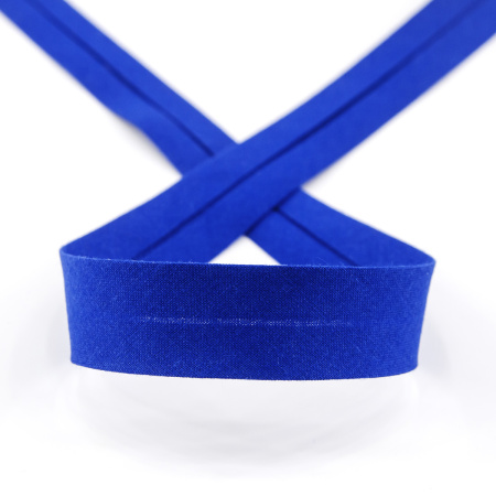 Косая бейка хлопок/полиэстер 20 мм, 25 м, цвет 13, синий. Арт 6120-20мм-13            