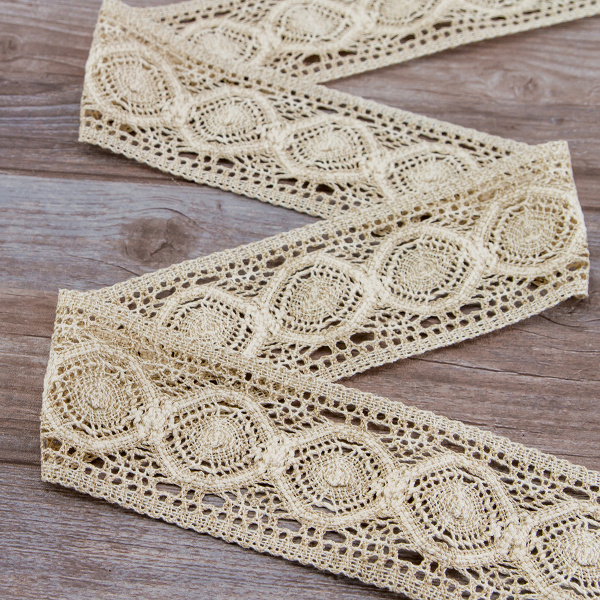 Мерсеризованное хлопковое кружево, 95 мм, цвет небелёный. Арт 1104/L1                 