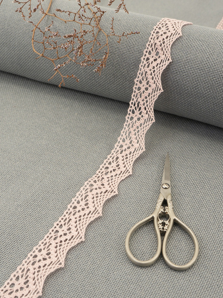 Кружево плетеное, 25 мм, цвет розовый, 100% хлопок, 5 м. Арт K-5003-268