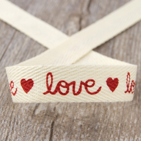 Лента хлопковая на картонной мини-катушке "Love & Hearts". Арт VR15.074