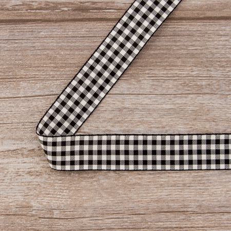 Лента с рисунком клетка SAFISA, 25 мм, 25 м, цвет 01, черный. Арт 469-25мм-01             