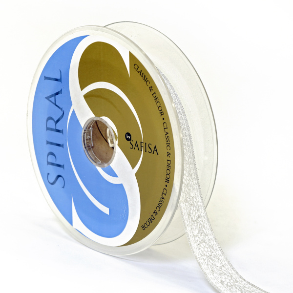 Лента жаккардовая с люрексом SAFISA, 25 мм, 15 м, цвет 102. Арт 9251-25мм-102