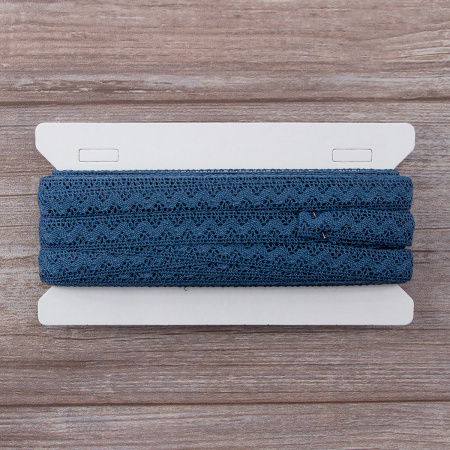 Мерсеризованное хлопковое кружево, 16 мм, цвет джинсово-синий. Арт 2066/89