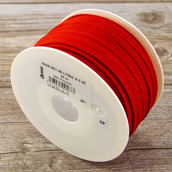 Шнур PEGA плоский, полиэстровый, цвет красный, 10 мм. Арт 842580140L7502