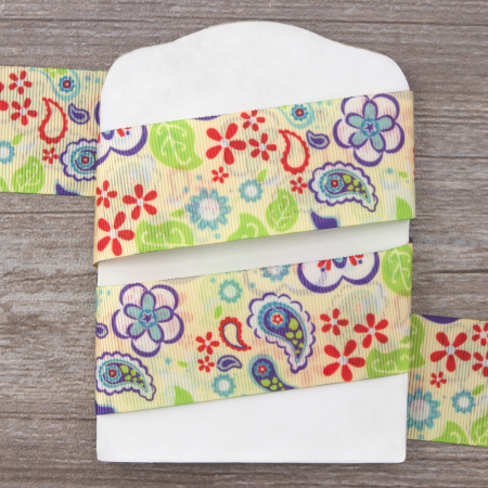 Лента репсовая SAFISA с рисунком, 39 мм, 15 м, цвет 01, белый. Арт 25310-39мм-01