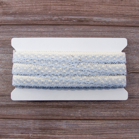 Мерсеризованное хлопковое кружево, 20 мм, цвет белый с голубым. Арт 2019/Z3