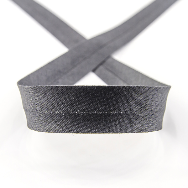 Косая бейка хлопок/полиэстер, 18 мм, 25 м, цвет 91, мокрый асфальт. Арт 6120-18мм-91