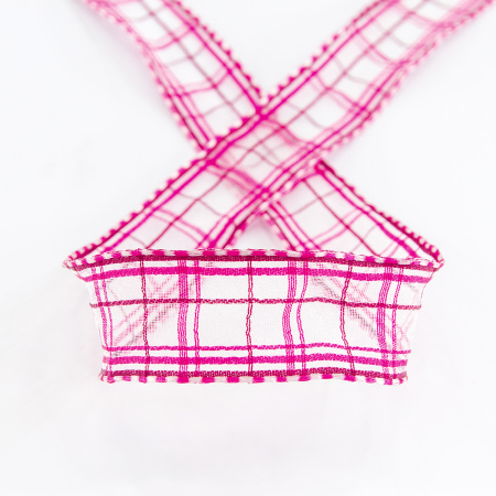 Лента органза с рисунком с проволокой по краю SAFISA, 25 мм, 15 м, цвет 20. Арт 25308-25мм-20