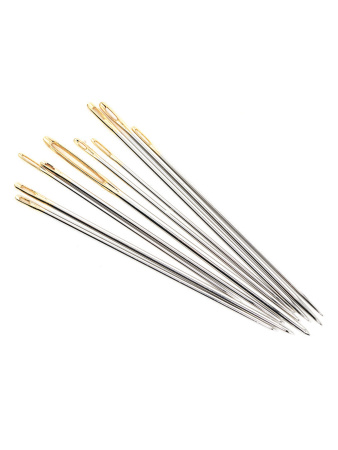 Иглы с золотым ушком, ассорти, в баночке-органайзере, № 19, 5, 7, 8, 10 шт. Арт HGC214G.01